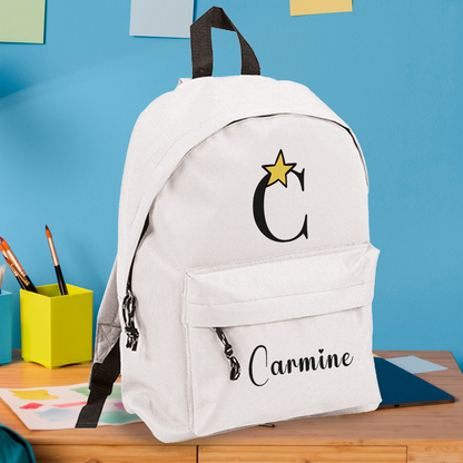 Letter star - zaino scuola - personalizzato con nome e iniziale