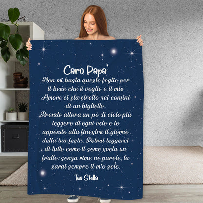 Caro papà , cielo stellato - coperta Idea Regalo Festa del Papà - personalizzato con dedica