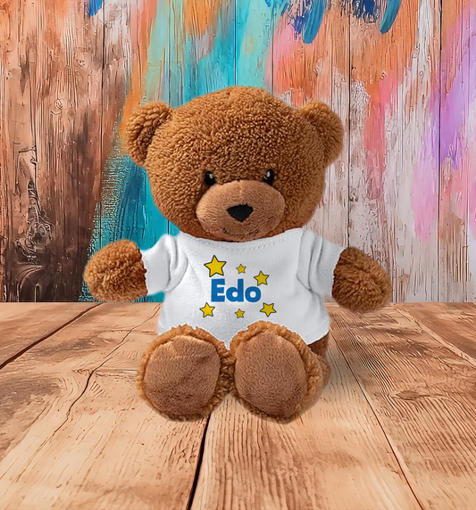 Blue name stars - Teddy - Orsacchiotto di Peluche con Maglietta Personalizzata