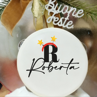 Christmas Name - Set da 10 Tamburelli - personalizzati con nomi e iniziale