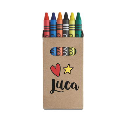 Heart Name Star - Set da 6 - Pastelli Cera - personalizzati con nomi