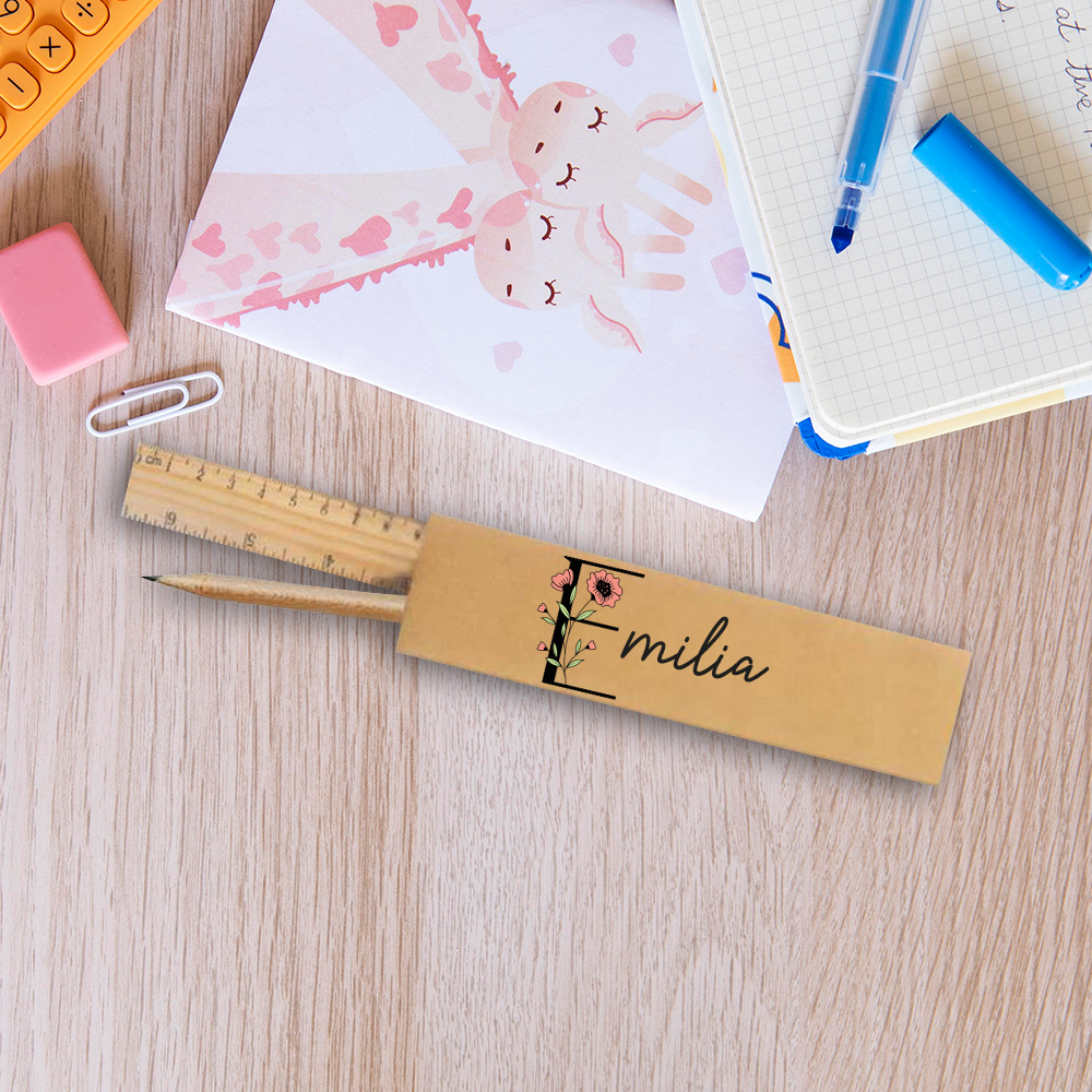 Name elegant - Kit cancelleria regalo in legno da 4 pezzi - personalizzato con nomi