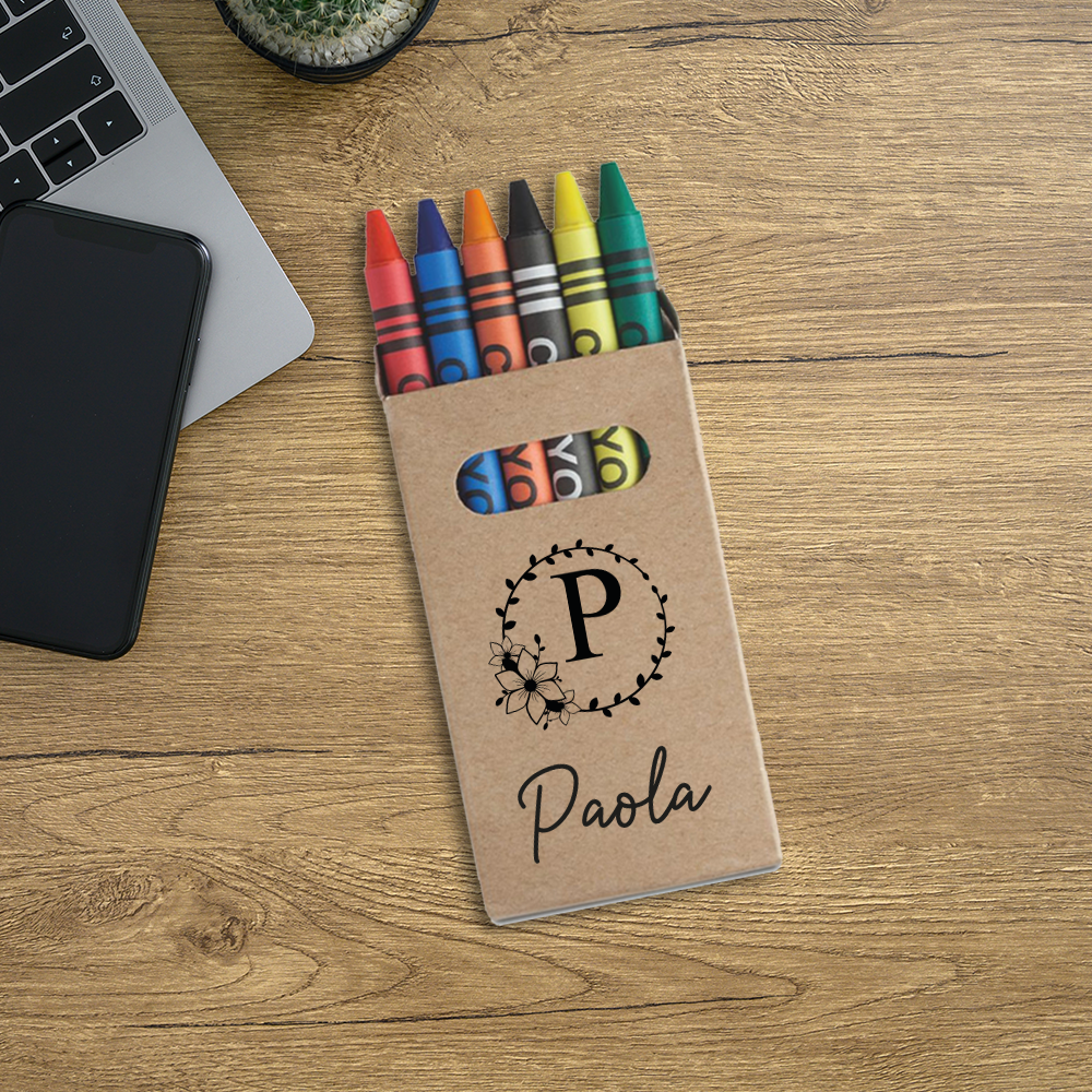 Name Circle Flower - Set da 6 - Pastelli Cera - personalizzati con nomi