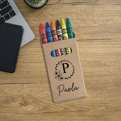 Name Circle Flower - Set da 6 - Pastelli Cera - personalizzati con nomi