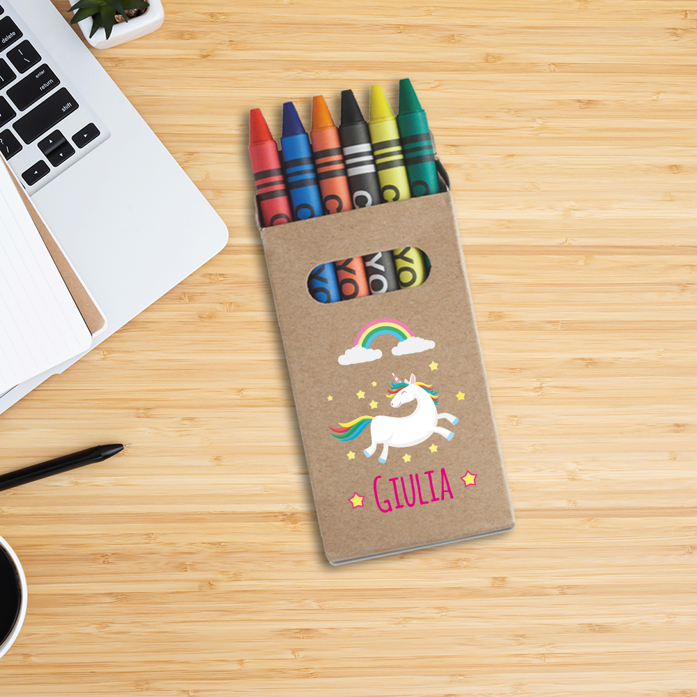 Unicorn Name - Set da 6 - Pastelli Cera - personalizzati con nomi