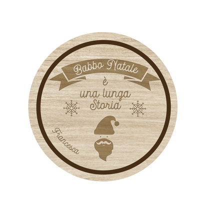 Buon Natale è una lunga storia - Set 3 pezzi Sottobicchiere in Legno - personalizzato con nome