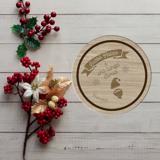 Buon Natale è una lunga storia - Set 3 pezzi Sottobicchiere in Legno - personalizzato con nome