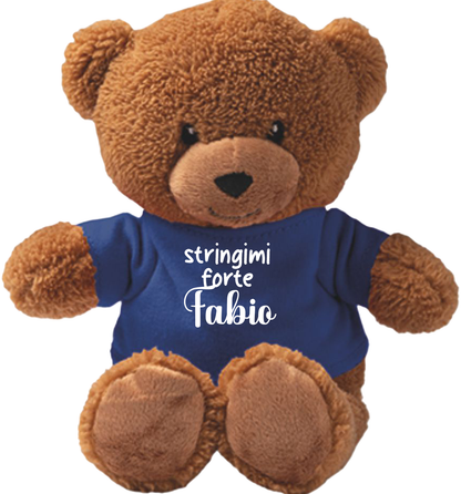 Stringimi forte (blue) - Teddy - Orsacchiotto di Peluche con Maglietta Personalizzata