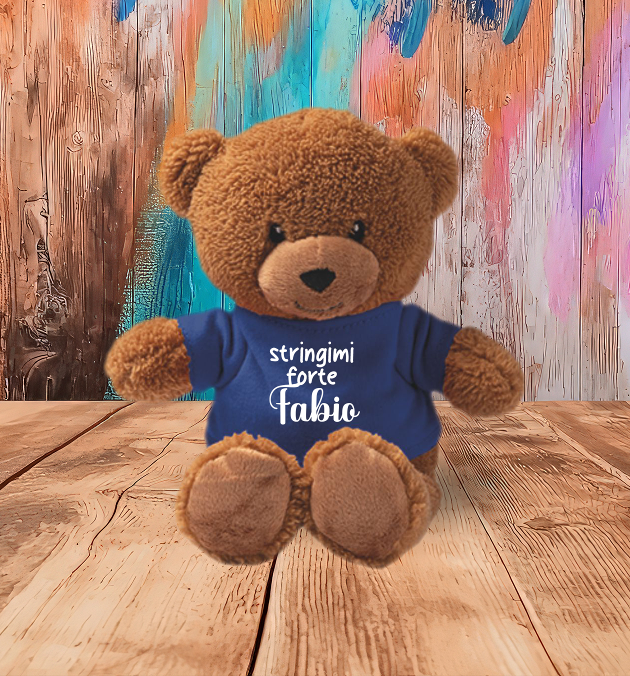 Stringimi forte (blue) - Teddy - Orsacchiotto di Peluche con Maglietta Personalizzata