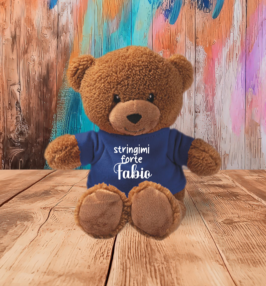 Stringimi forte (blue) - Teddy - Orsacchiotto di Peluche con Maglietta Personalizzata
