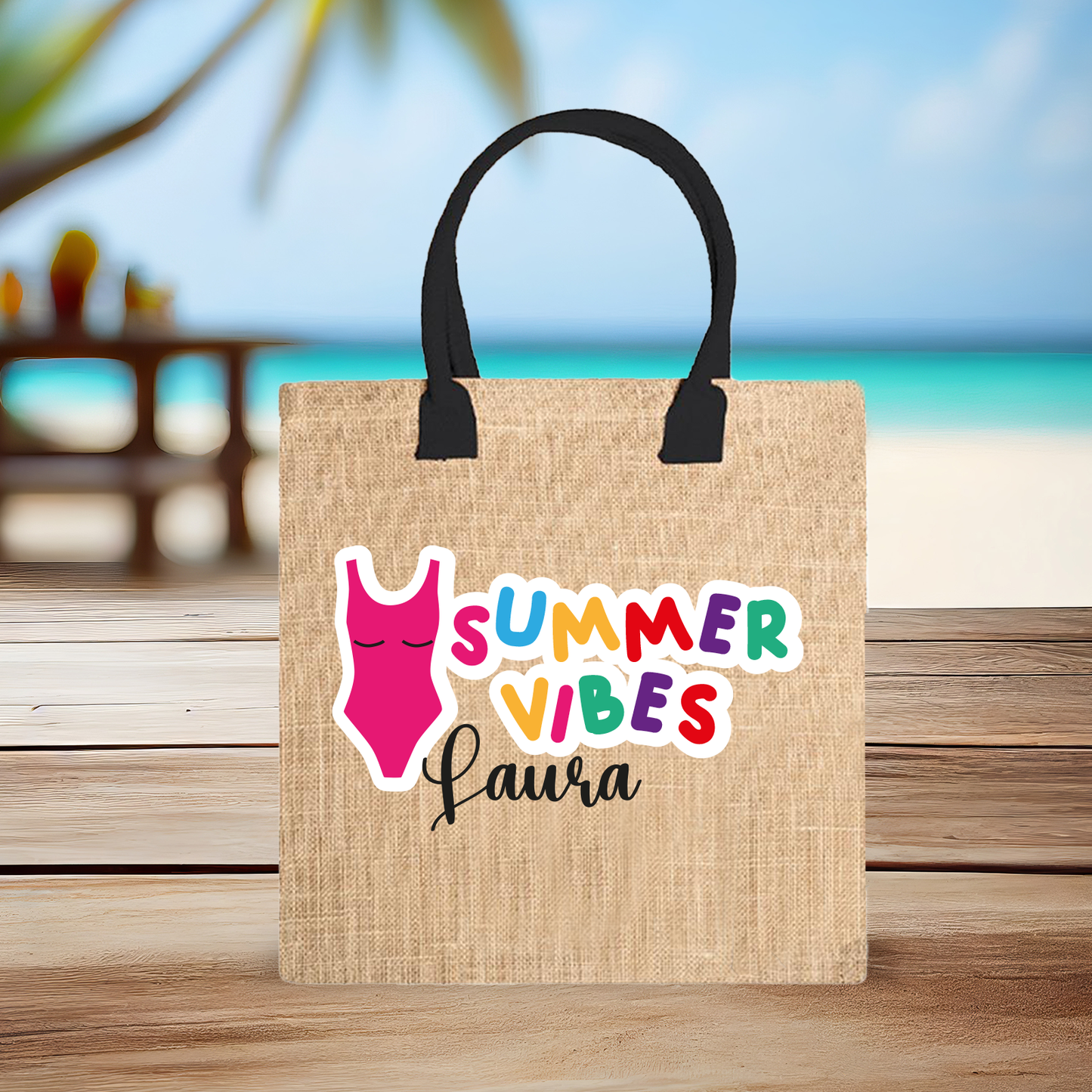 Summer Vibes Color - Borsa Mare personalizzata con nome