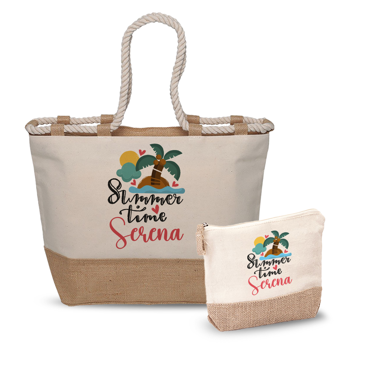 Summer time - Combo: Borsa mare + Pochette - personalizzata con nome
