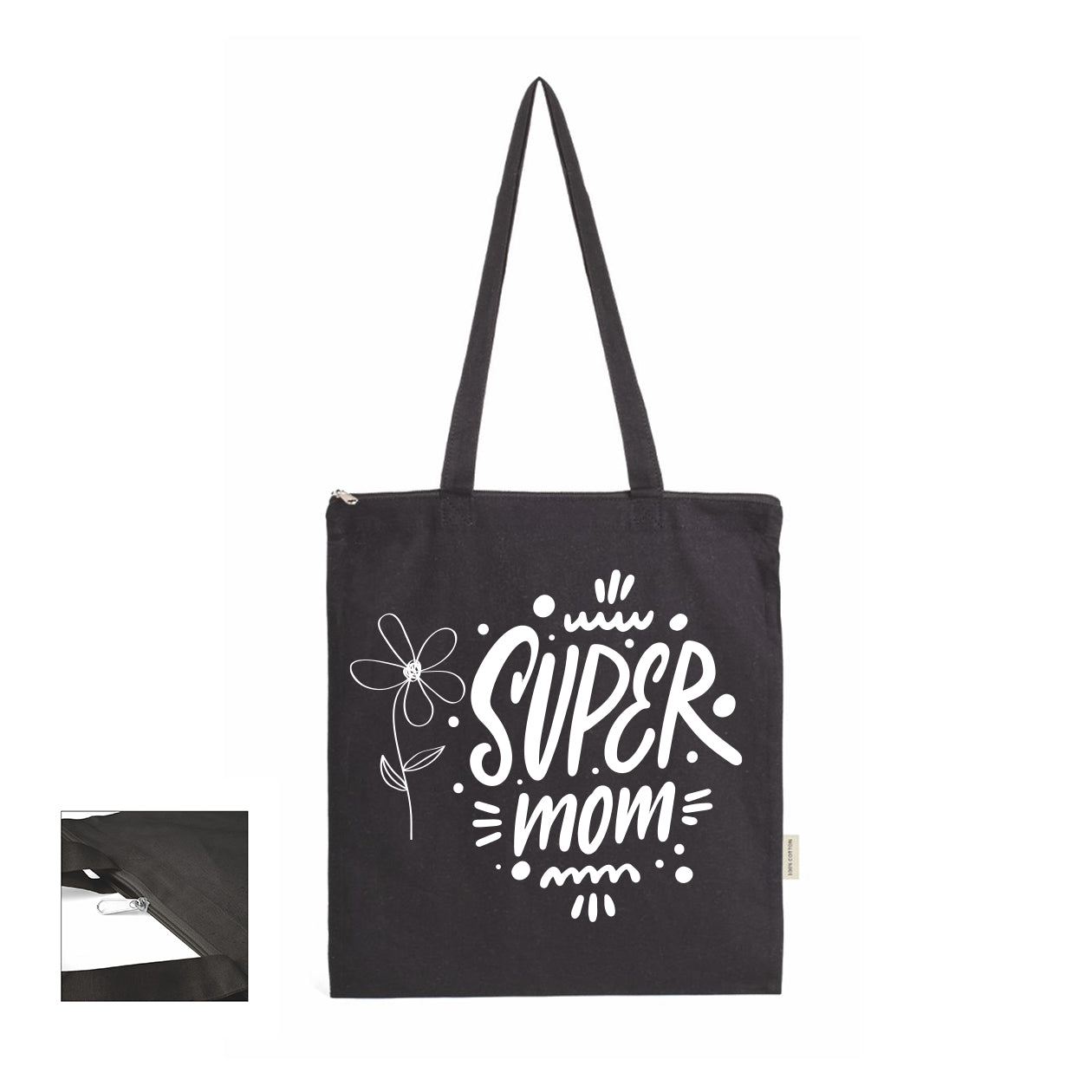 Super mom - Shopper In Cotone con chiusura zip