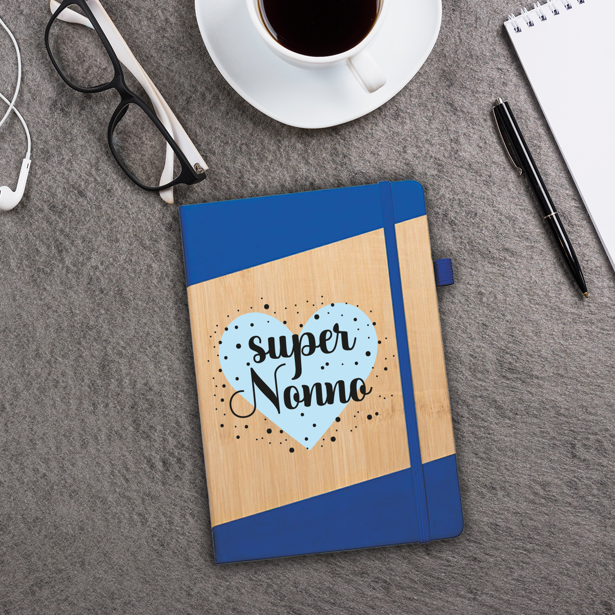 Super nonno heart - Block Notes in PU a righe