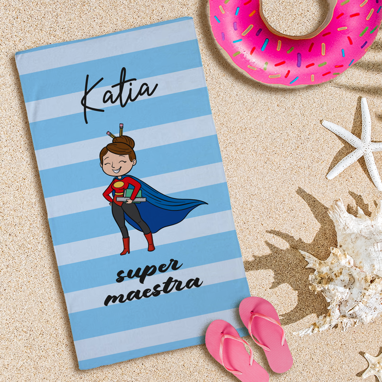 Super maestra - Telo Mare - personalizzato con nome