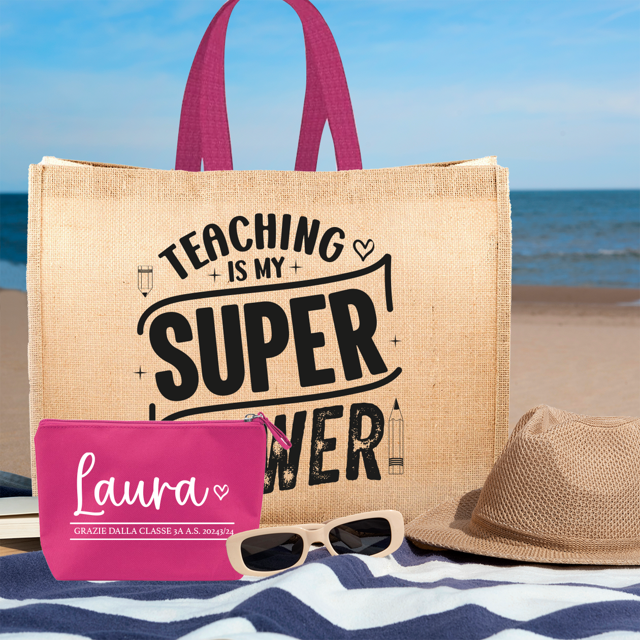 Teaching is my super power - Borsa mare & Pochette - Combo