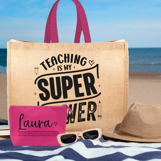 Teaching is my super power - Borsa mare & Pochette - Combo