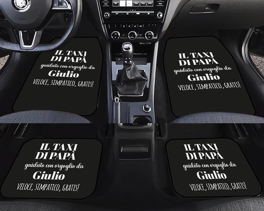 Il taxi di papà - tappetini auto - personalizzati con nome