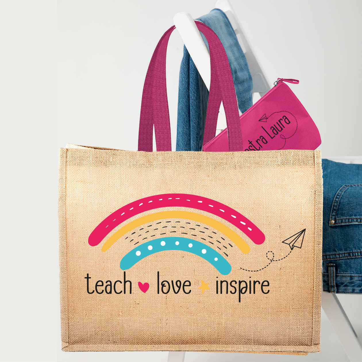 Teach, love, inspire - Borsa mare & Pochette - Combo