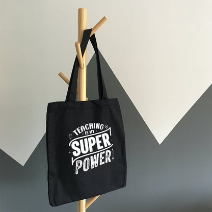 Teaching is my super power - Shopper In Cotone con chiusura zip