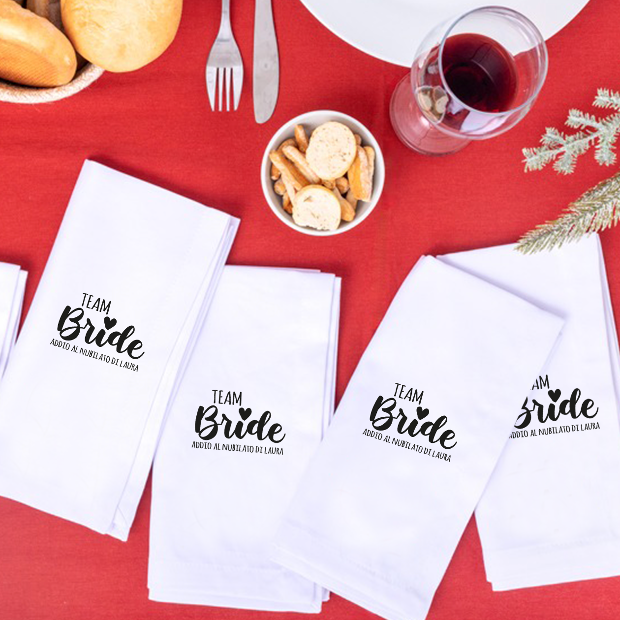 Team Bride - Set 4 tovaglioli - personalizzato