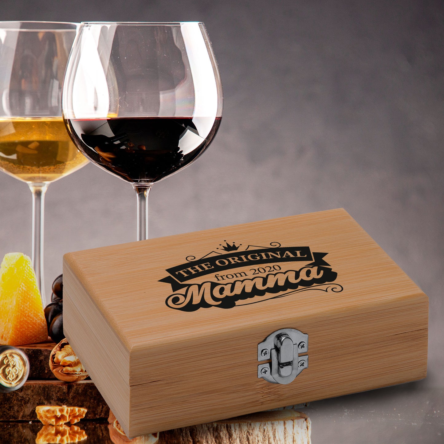 The original from - Set da vino in bamboo personalizzato con data