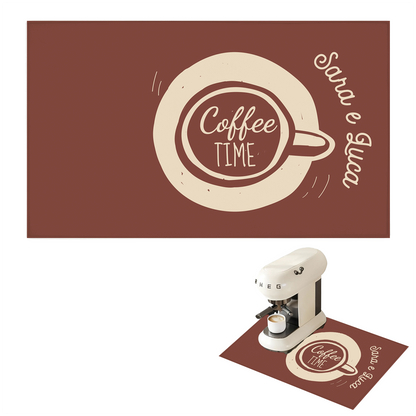 Coffee Time - Tappetino per Macchina del caffè con Retro in Gomma Tappeto 30x40cm - personalizzato