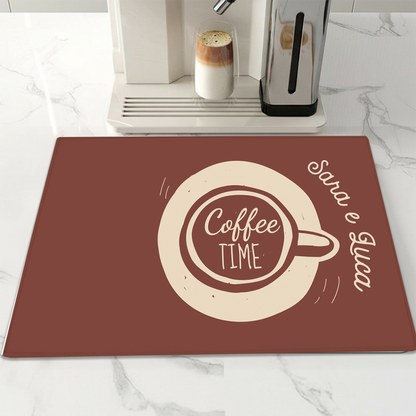 Coffee Time - Tappetino per Macchina del caffè con Retro in Gomma Tappeto 30x40cm - personalizzato