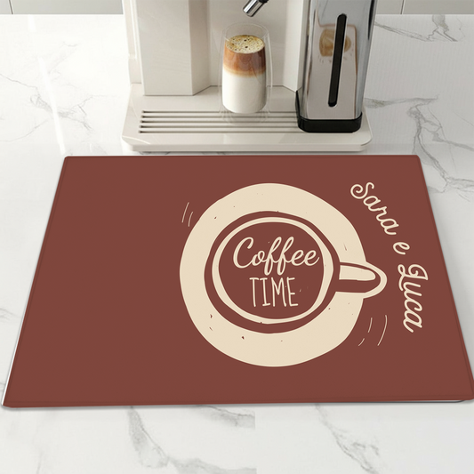 Coffee Time - Tappetino per Macchina del caffè con Retro in Gomma Tappeto 30x40cm - personalizzato