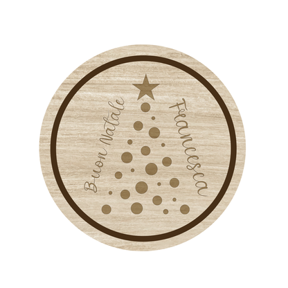 Buon Natale, star - Set 3 pezzi Sottobicchiere in Legno - personalizzato con nome