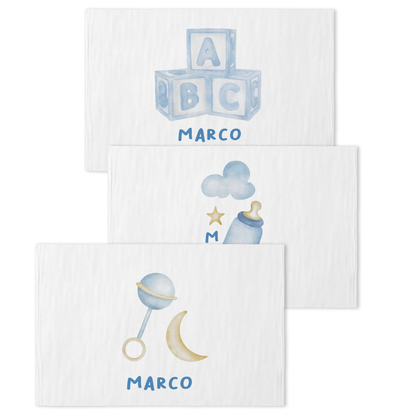 Baby Star - Set 3 pezzi mussole personalizzate con nome