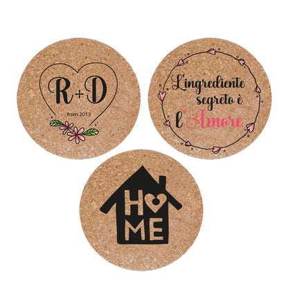 L'ingrediente segreto è l'amore - Set da 3 pezzi Sottopentola in sughero naturale 19cm