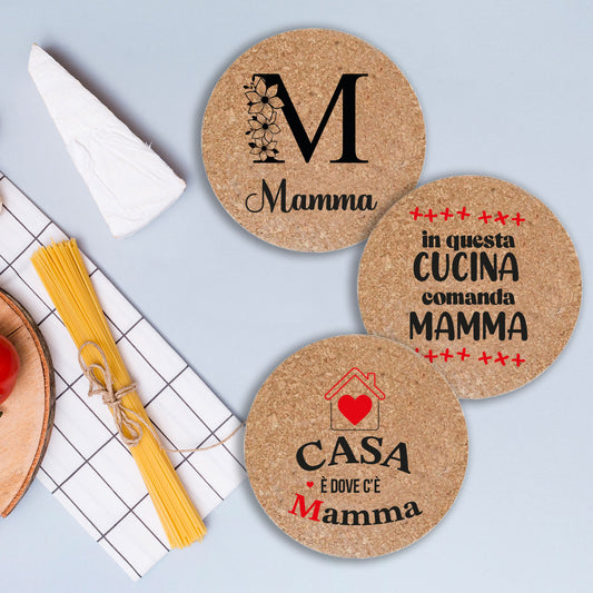 In questa cucina comanda mamma - Set da 3 pezzi Sottopentola in sughero naturale 19cm