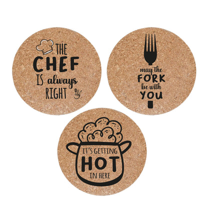 It's getting hot in here - Set da 3 pezzi Sottopentola in sughero naturale 19cm