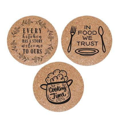 Cooking time - Set da 3 pezzi Sottopentola in sughero naturale 19cm