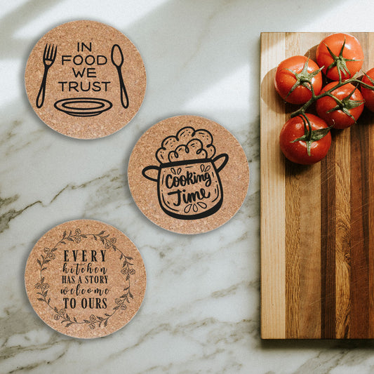 Cooking time - Set da 3 pezzi Sottopentola in sughero naturale 19cm