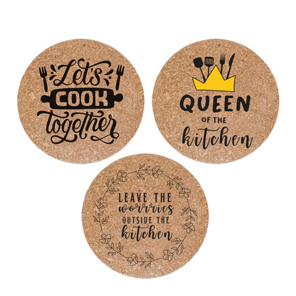Queen of the kitchen - Set da 3 pezzi Sottopentola in sughero naturale 19cm