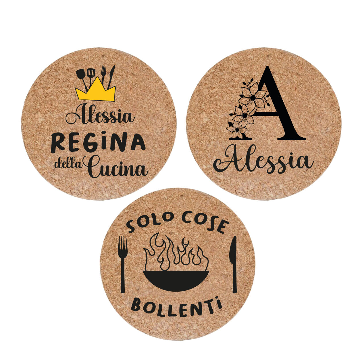 Solo cose bollenti - Set da 3 pezzi Sottopentola in sughero naturale 19cm