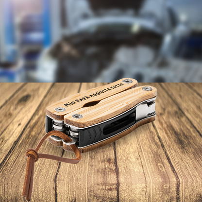 Mio papà aggiustatutto - Multiutensile con accessori in acciaio inossidabile e manico in legno