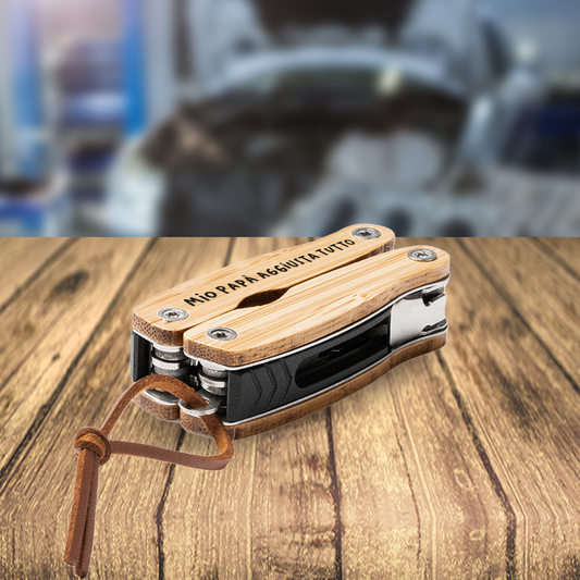 Mio papà aggiustatutto - Multiutensile con accessori in acciaio inossidabile e manico in legno