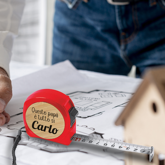Papà tutto si - Metro a rullo da 5 metri - personalizzato con iniziale e nome