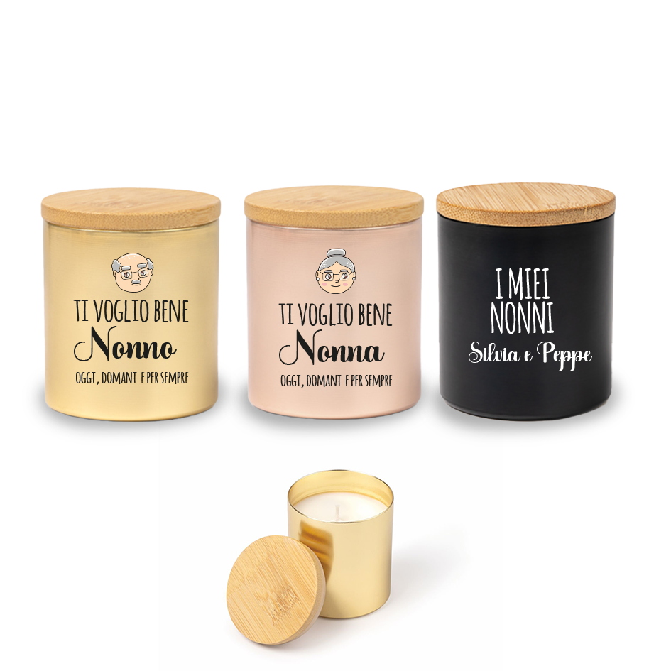 I miei nonni - Set di 3 Candele Profumate personalizzate con nomi