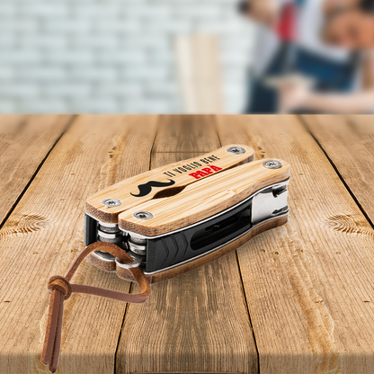 Ti voglio bene papà - Multiutensile con accessori in acciaio inossidabile e manico in legno