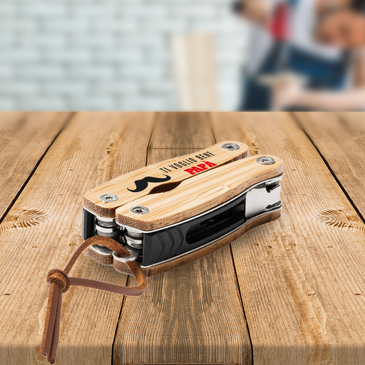 Ti voglio bene papà - Multiutensile con accessori in acciaio inossidabile e manico in legno