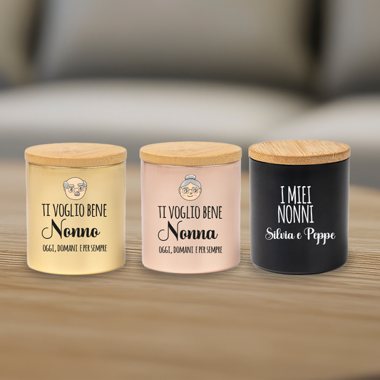 I miei nonni - Set di 3 Candele Profumate personalizzate con nomi