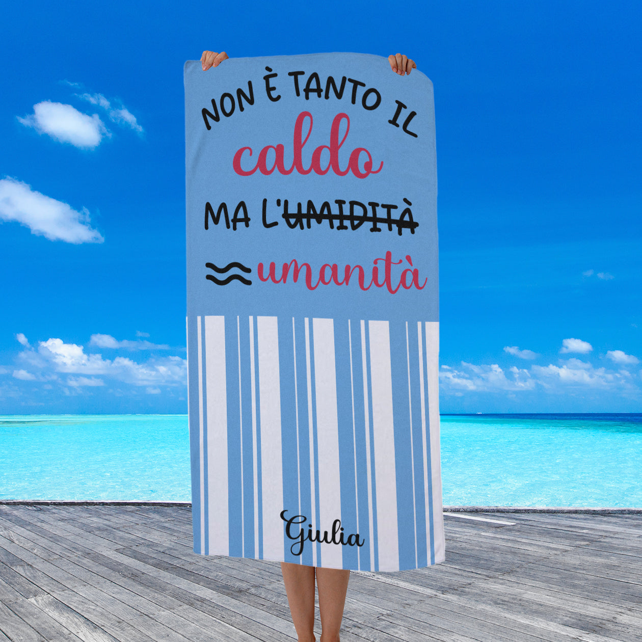 Non è tanto il caldo - Telo Mare in microfibra - personalizzato con nome