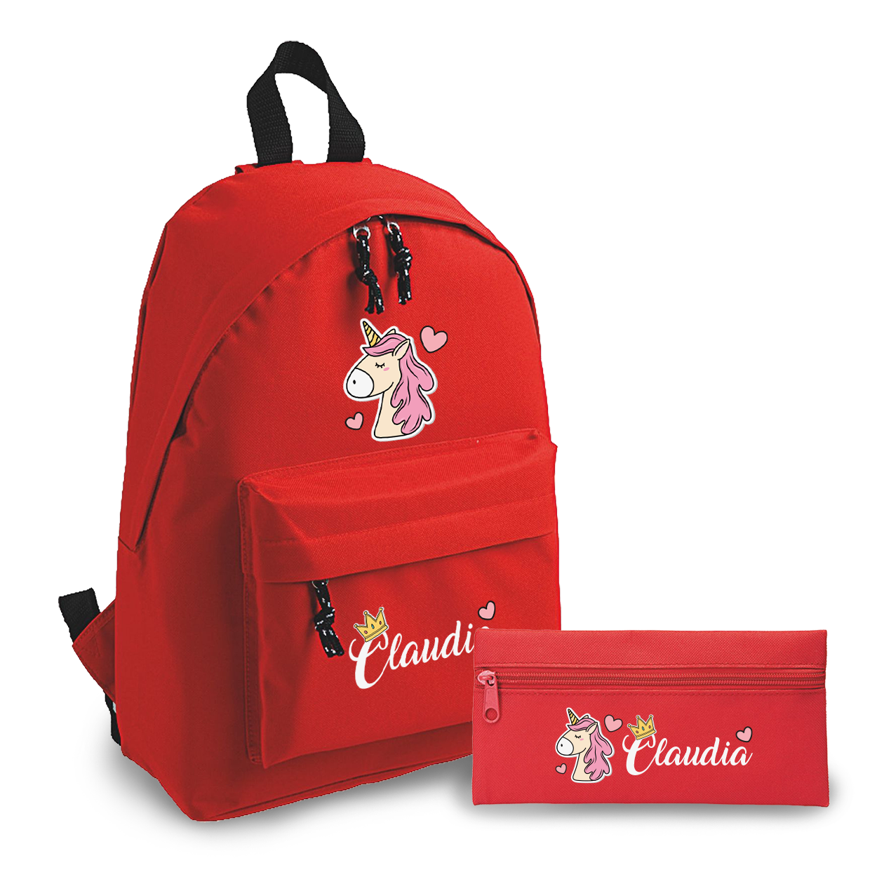 Unicorn Queen - Zaino + Portapenne - personalizzati con nome
