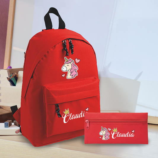 Unicorn Queen - Zaino + Portapenne - personalizzati con nome
