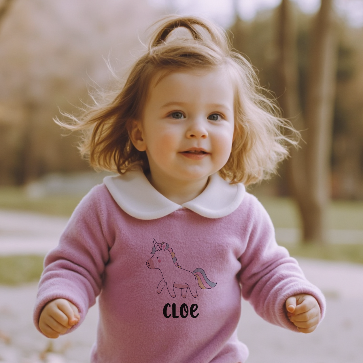 Uni - Pagliaccetto Neonato in Ciniglia con Colletto Bianco Personalizzato con nome