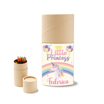 Little princess - Set 6 pezzi Da Disegno In Legno personalizzati con nome